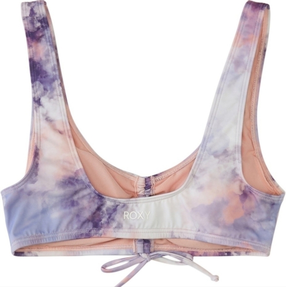 Roxy Active Mellow Cloud Pink & Purple Tie Dye Bralette Swim Top - Picture 2 of 6